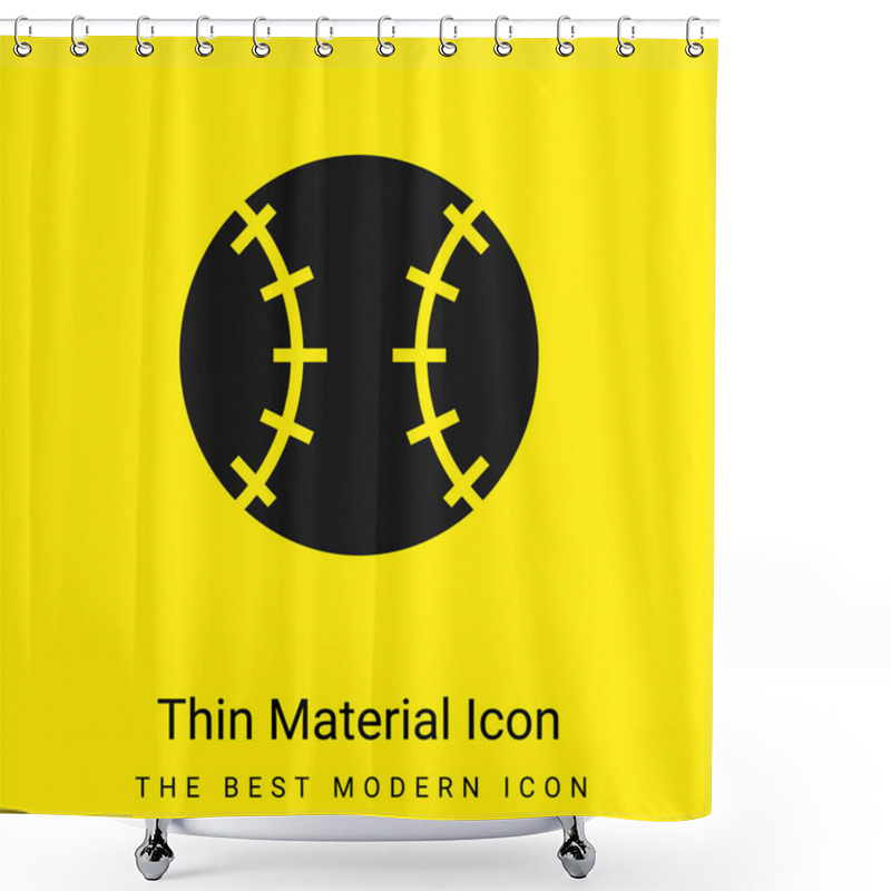 Personality  Baseball Ball Minimal Bright Yellow Material Icon Shower Curtains