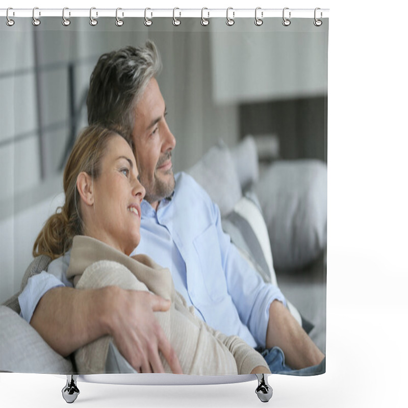 Personality  Couple Relaxing At Home Shower Curtains