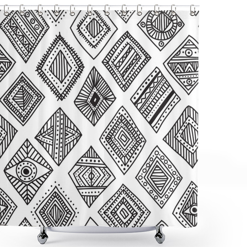 Personality  Vector Seamless Pattern With Hand-drawn Ethnic Tribal Style Rhom Shower Curtains