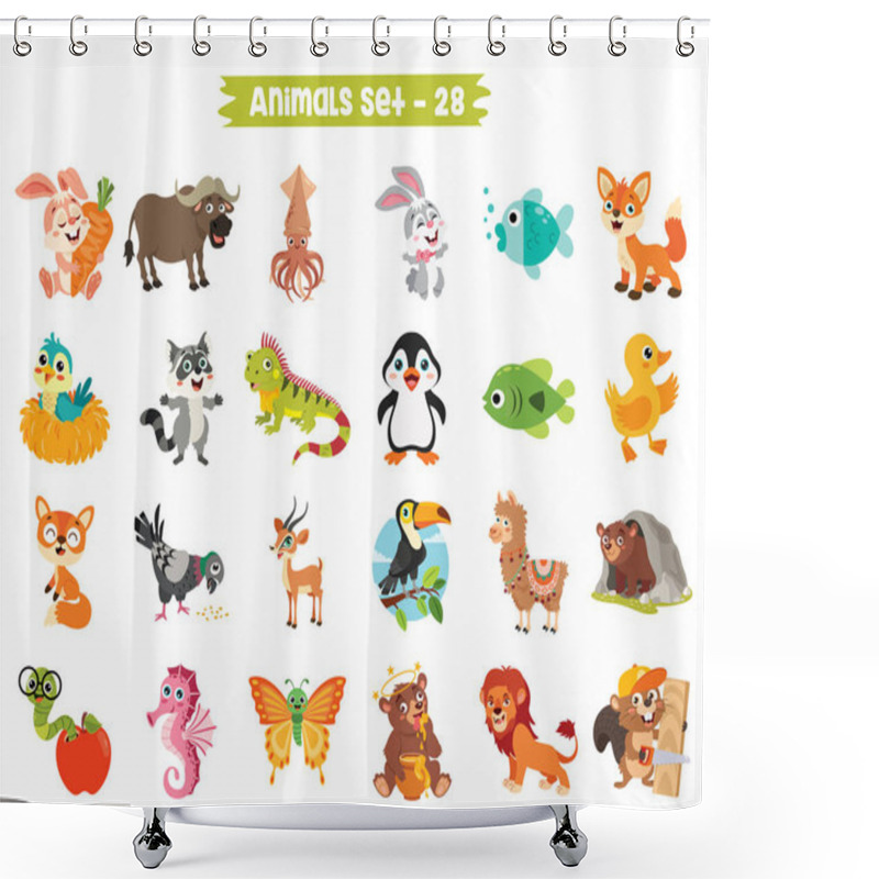 Personality  Set Of Cute Cartoon Animals Shower Curtains