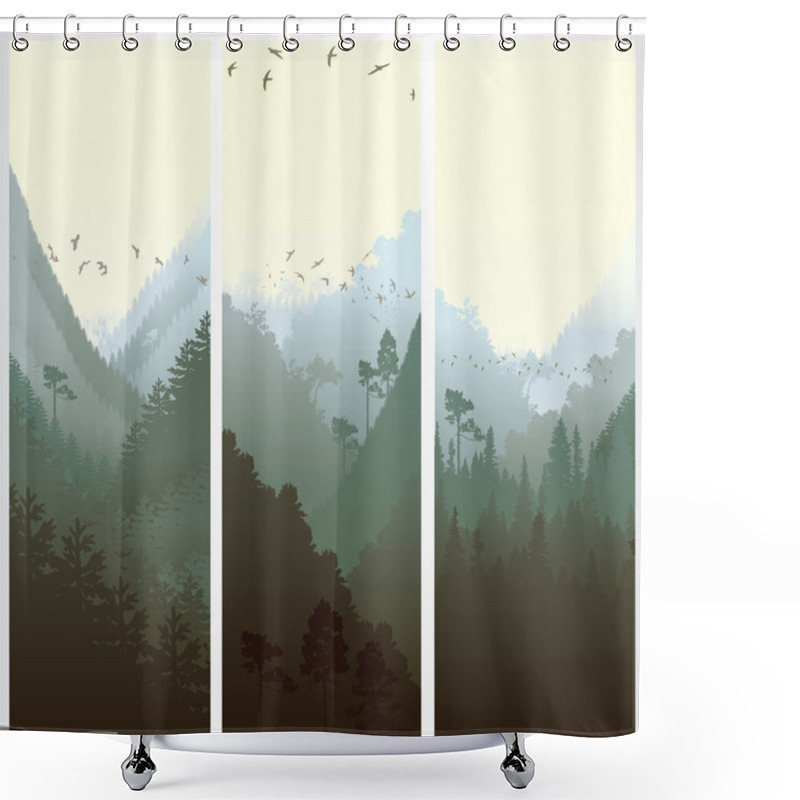 Personality  Vertical Banners With The Forest Shower Curtains