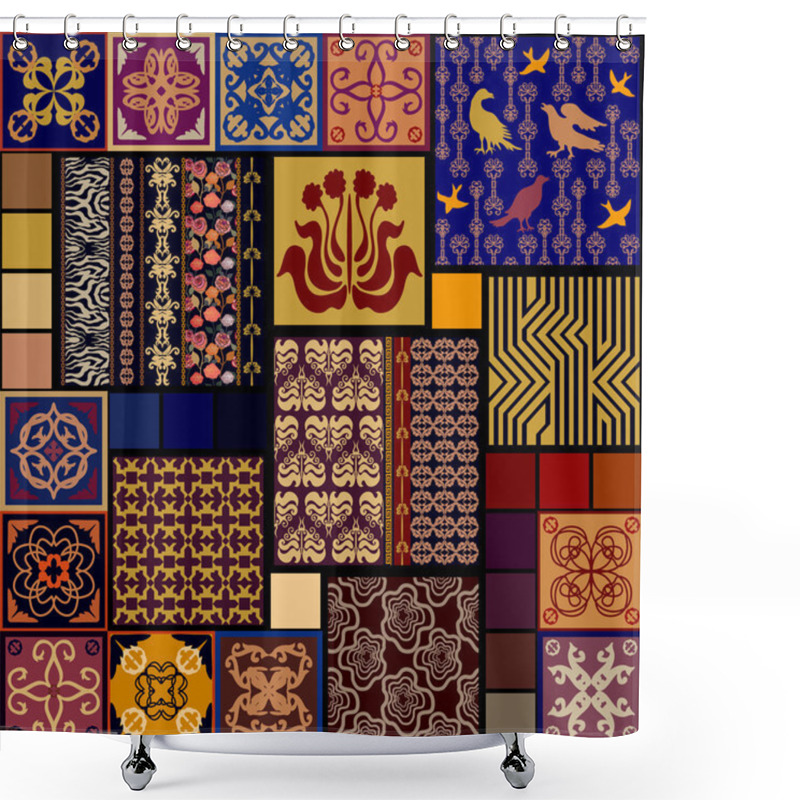 Personality  Creative Set Of Seamless Wallpaper And Tile. Art Deco Collection.  Shower Curtains