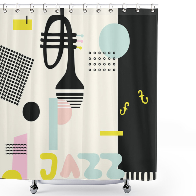 Personality  Vector Illustration Design Of Abstract Doodle Music Background With Trumpet Shower Curtains