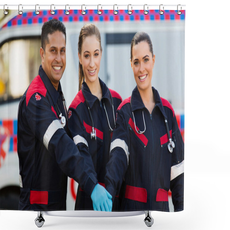 Personality  Group Of Paramedics Hands Together Shower Curtains