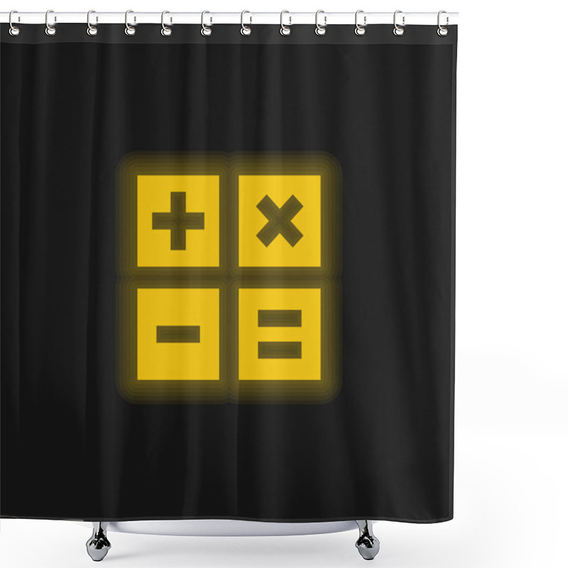 Personality  Add Yellow Glowing Neon Icon Shower Curtains