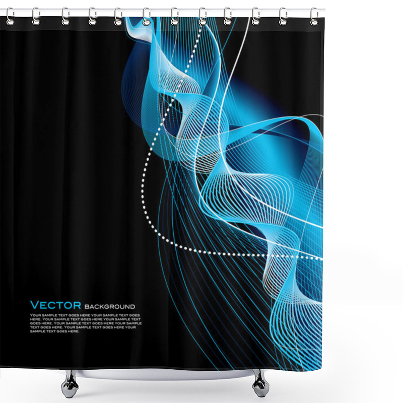 Personality  Abstract Wavy Lines On Black Background Shower Curtains