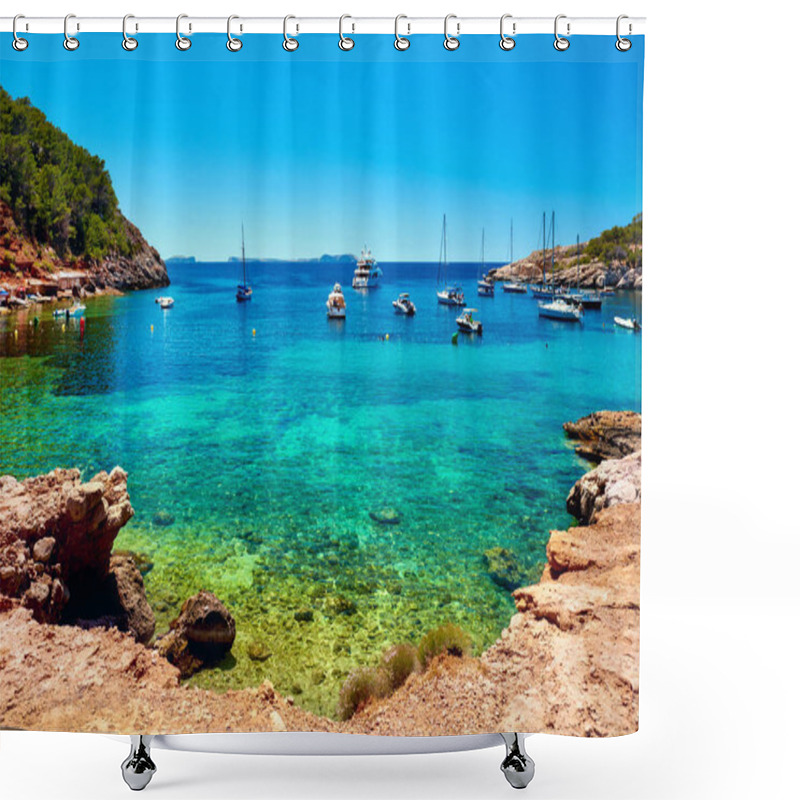 Personality  Sailboats At Cala Salada Lagoon Shower Curtains