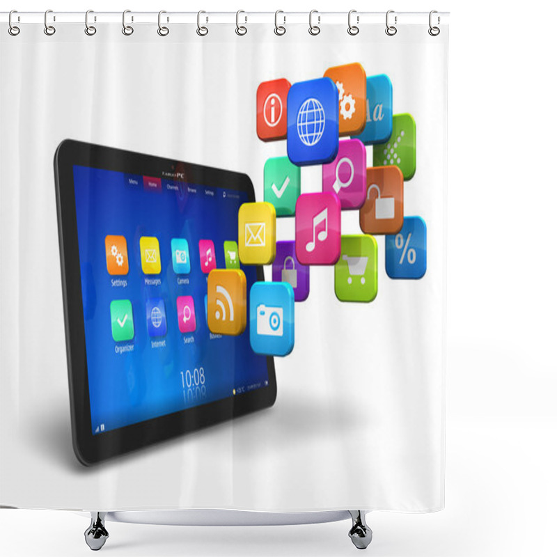 Personality  Tablet PC With Cloud Of Application Icons Shower Curtains