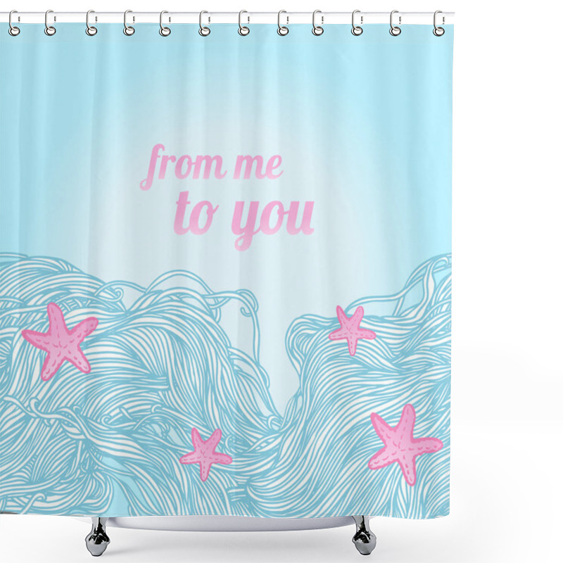 Personality  Vector Abstract Pattern With Waves Shower Curtains