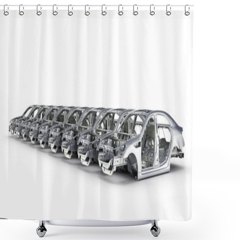 Personality  Car Bodies Lined Up In A Row Isolated On White Background 3d Ill Shower Curtains