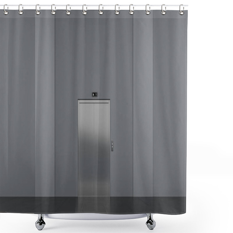 Personality  Elevator With Closed Doors, At Public Space Interior. Shower Curtains