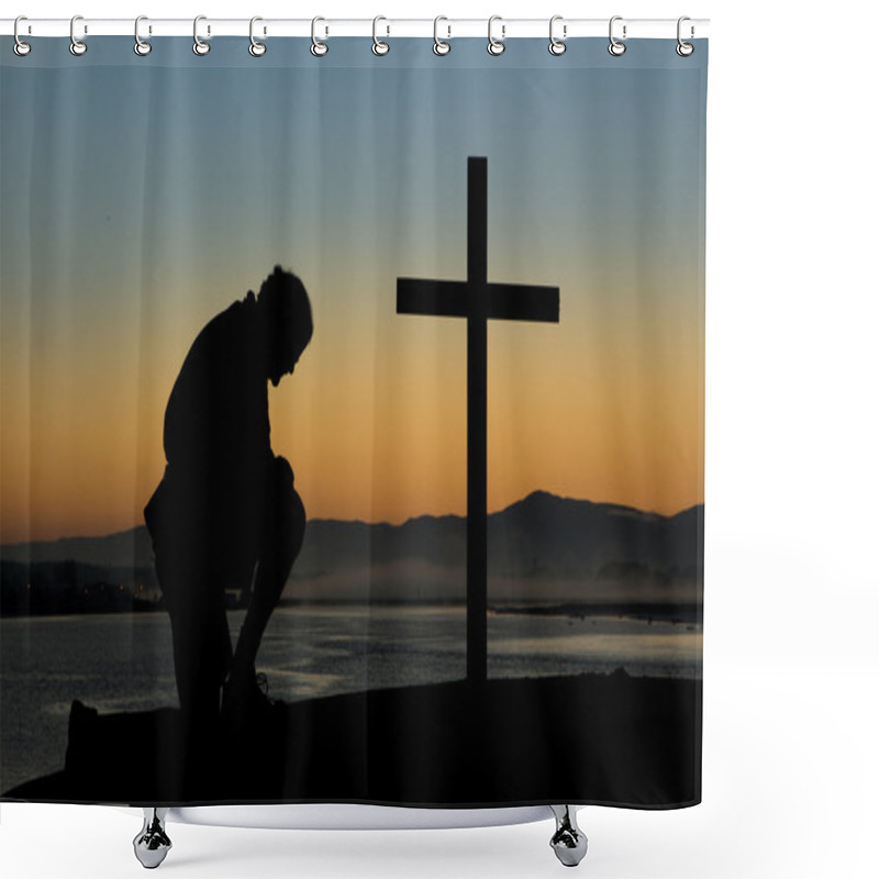 Personality  Dawn Cross Prayers Shower Curtains