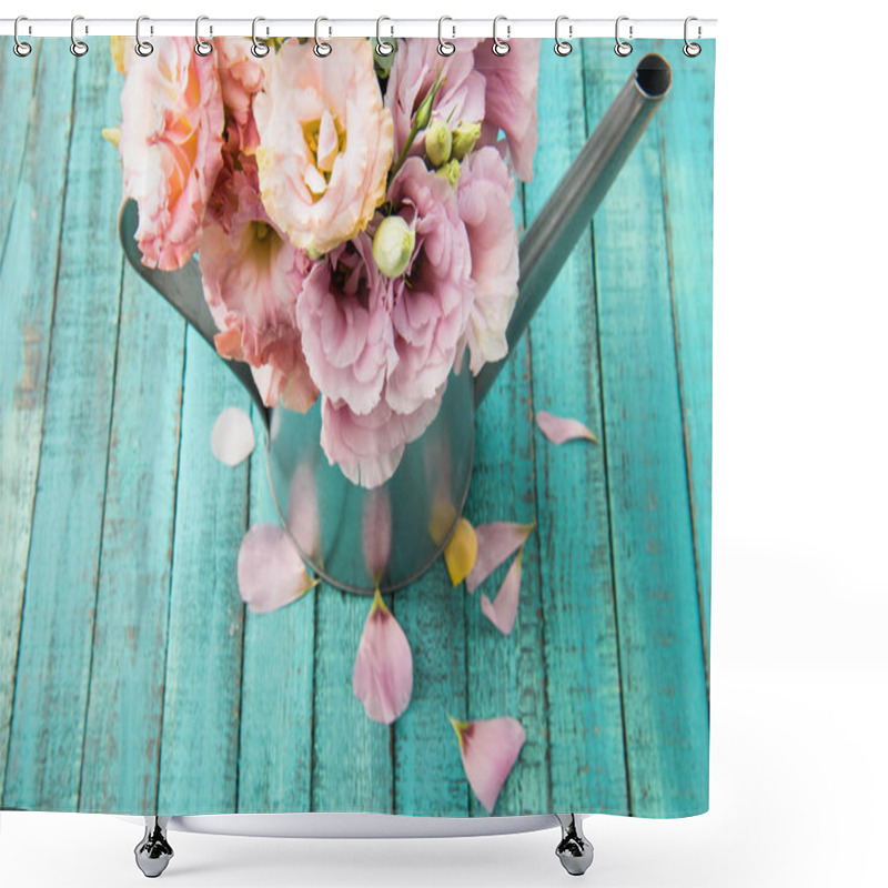 Personality  Beautiful Flowers In Watering Can Shower Curtains