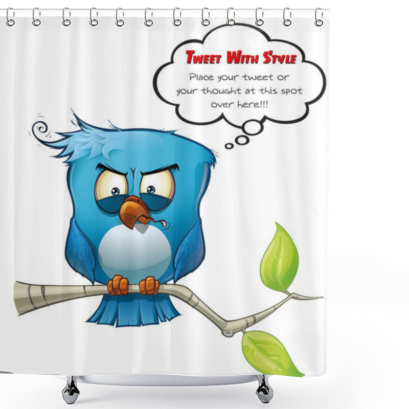 Personality  Tweeter Blue Bird Vicious Shower Curtains