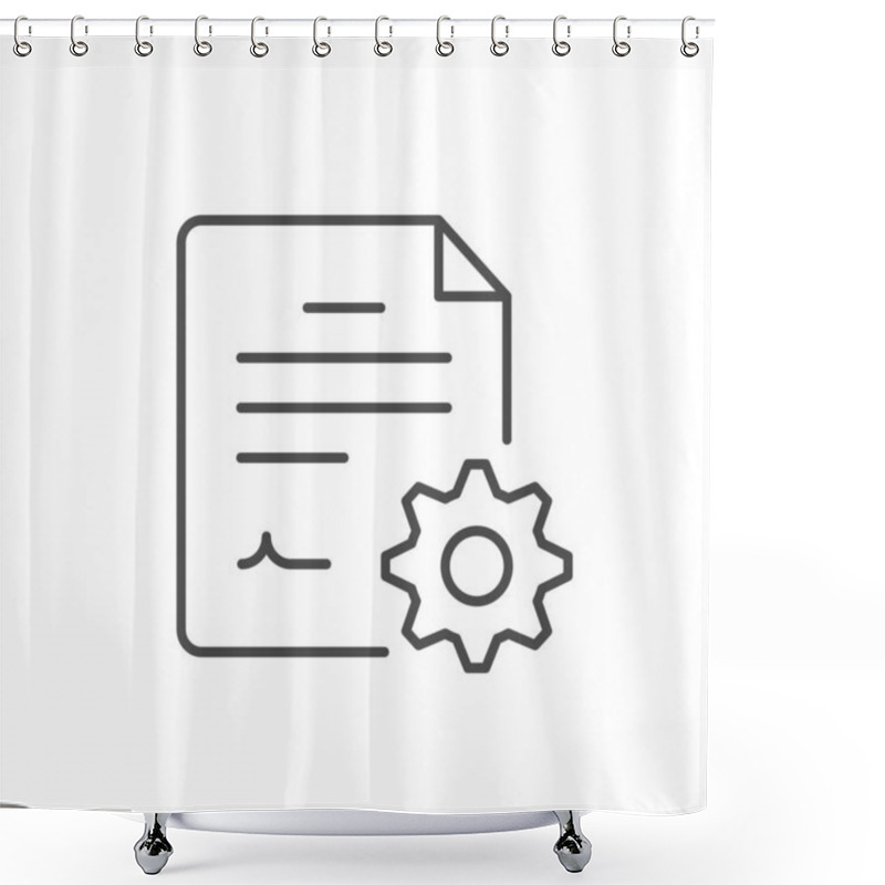 Personality  Document Settings Line Outline Icon Isolated On White. Vector Illustration Shower Curtains