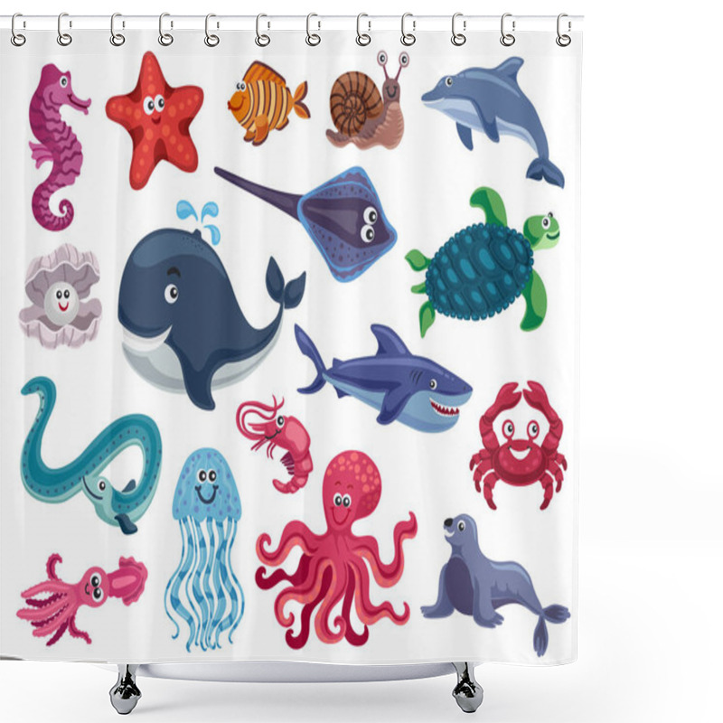 Personality  Sea Inhabitants Funny Set Shower Curtains