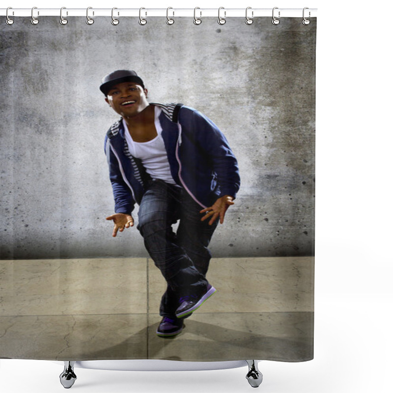 Personality  Black Male Dancing Hip Hop Shower Curtains