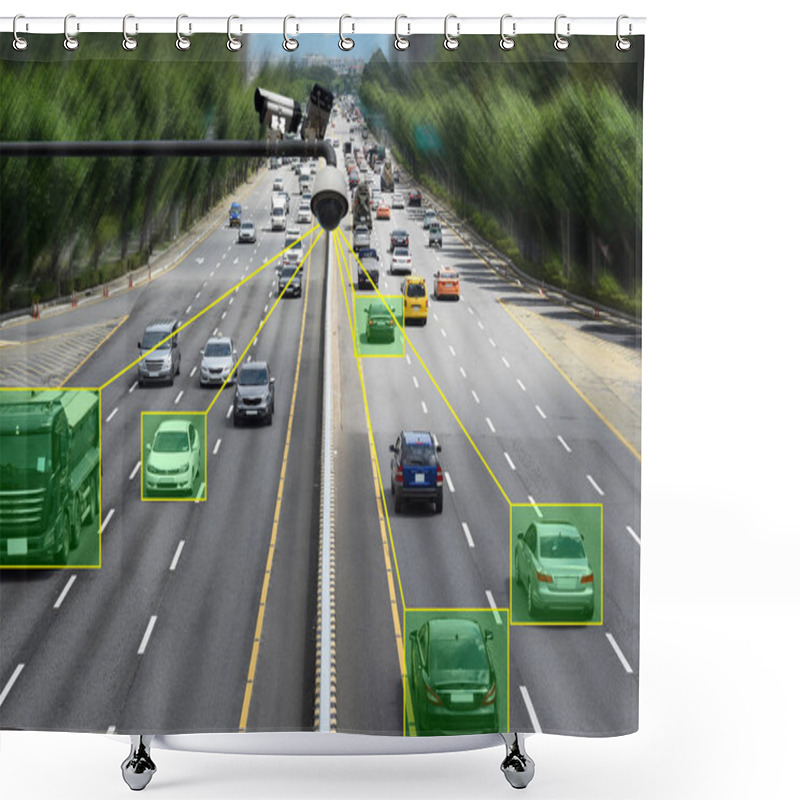 Personality  Camera That Controls Speeding Cars And Speeding On The Road. Shower Curtains