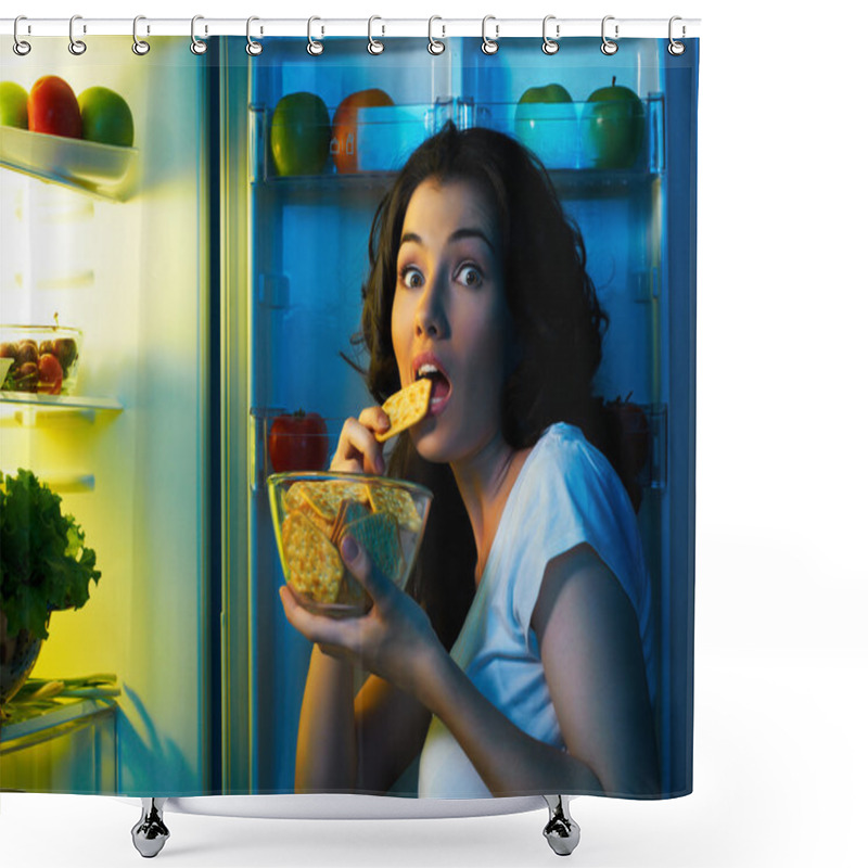 Personality  Fridge With Food Shower Curtains