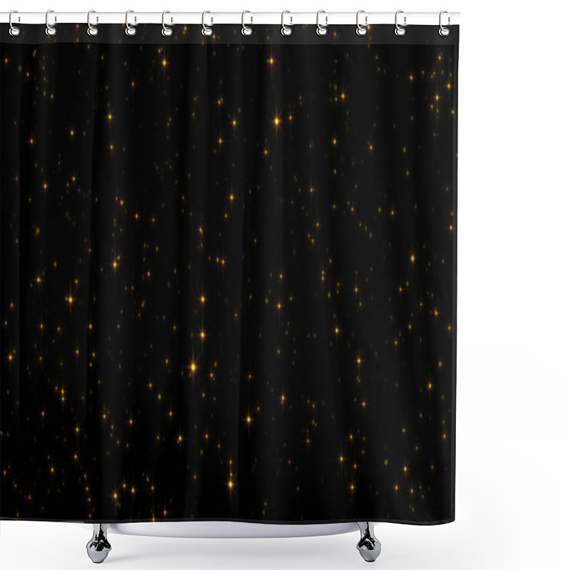 Personality  Glowing Star Particles Flickering On Black Background Shower Curtains