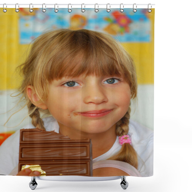 Personality  Little Girl Eating Chocolate Shower Curtains