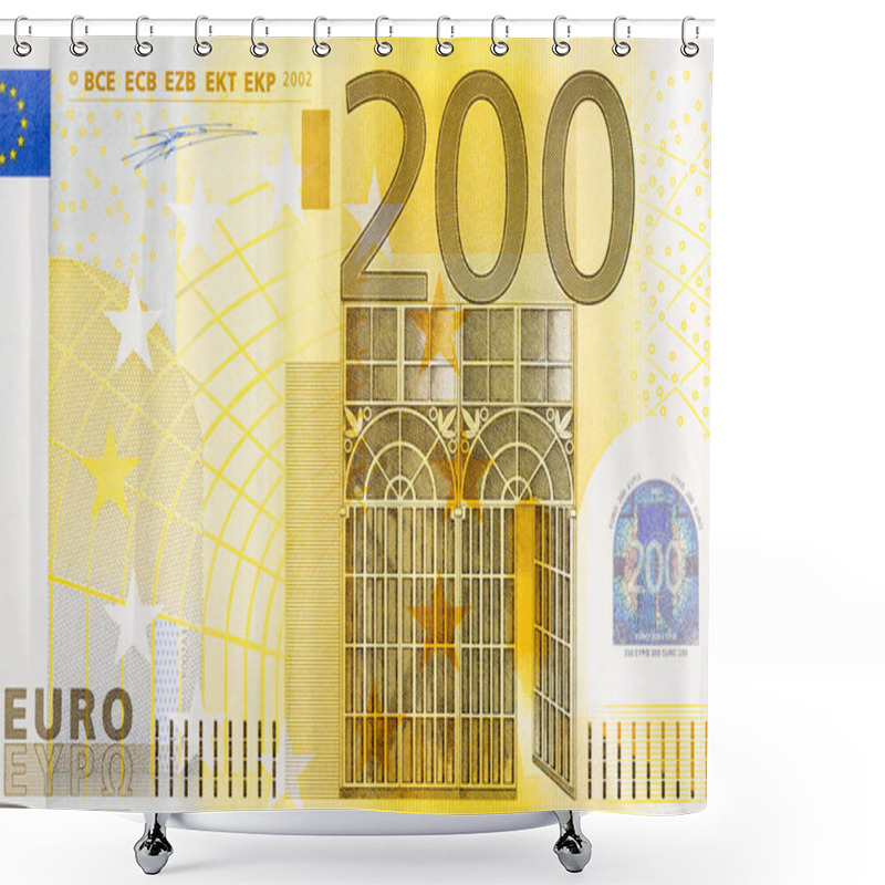 Personality  Close-up Of Part 200 Euro Banknote. Shower Curtains