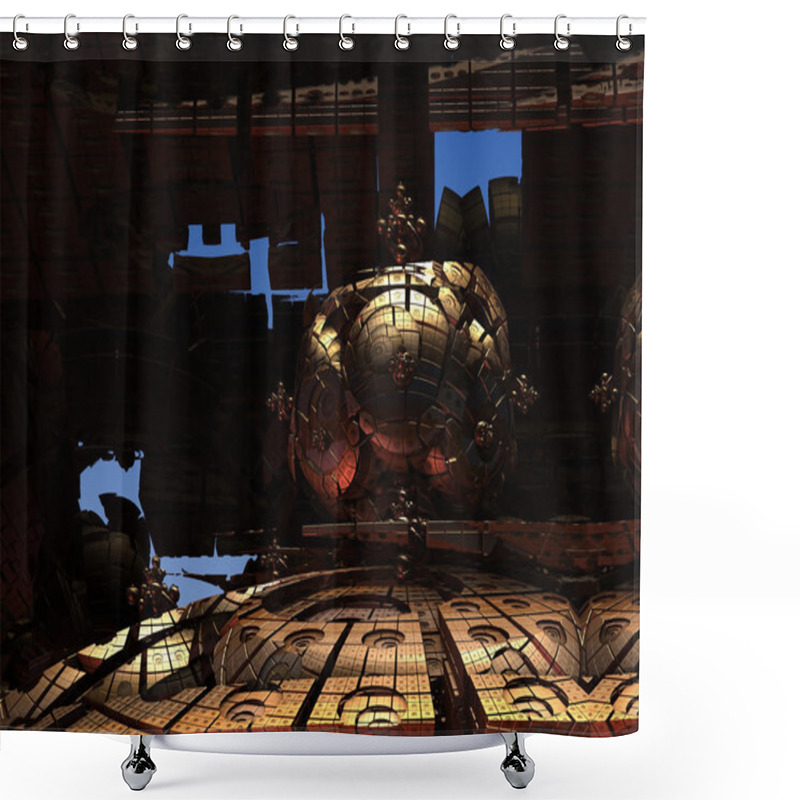 Personality  Abstract Geometric Composition Made In 3d Software Shower Curtains