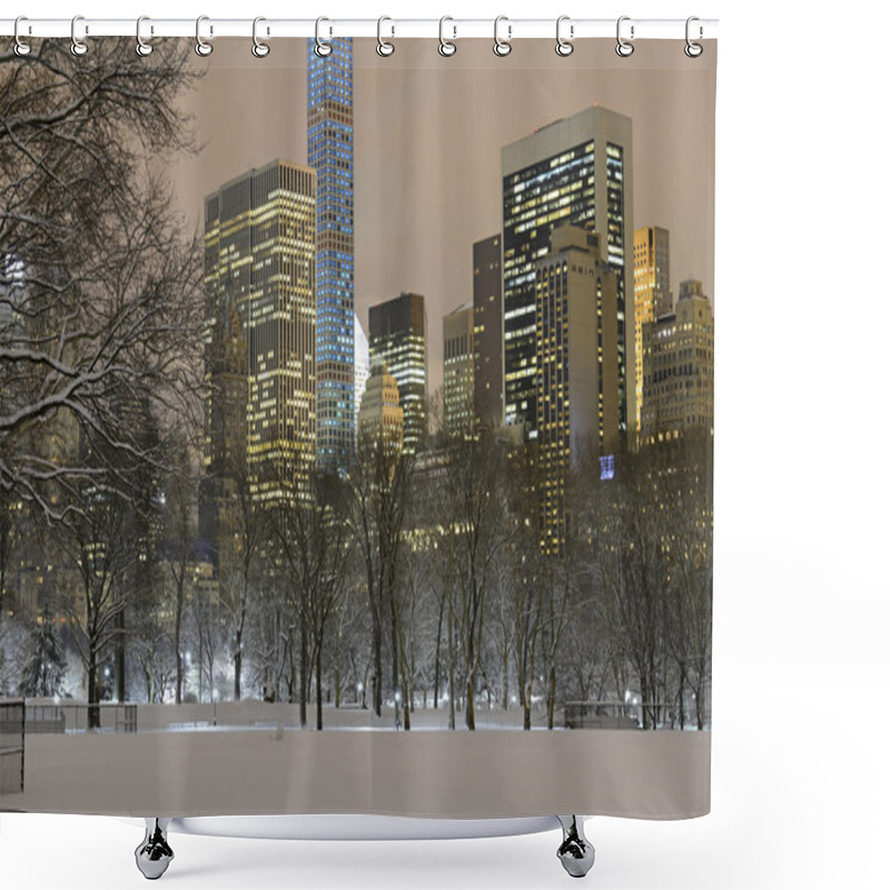 Personality  Manhattan Skyline After Snowstorm, New York City Shower Curtains