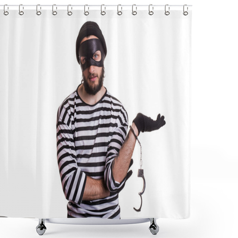 Personality  Thief Arrested As A Consequence Of His Crime Shower Curtains