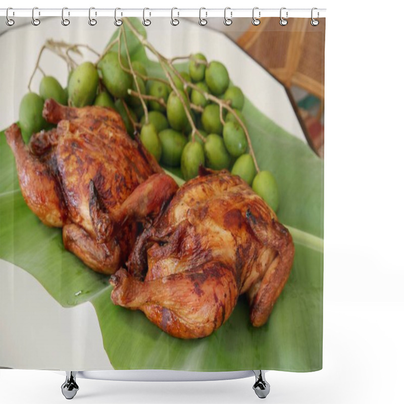 Personality  Roasted Chicken (lechon Manok) And Green Mangoes Shower Curtains