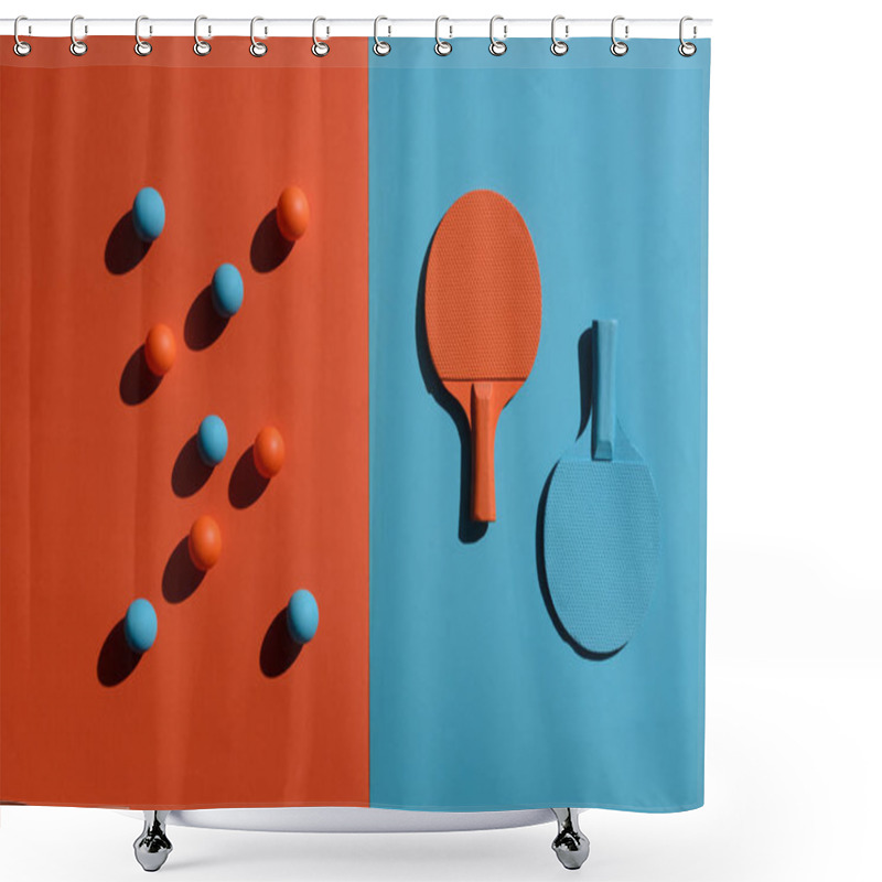 Personality  Ping Pong Racket And Balls Shower Curtains