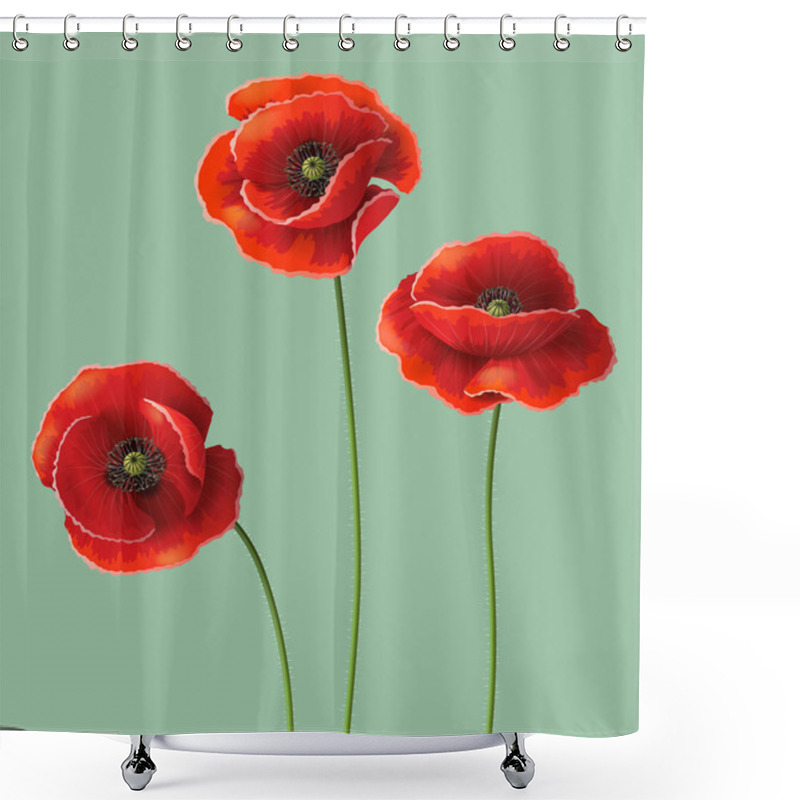 Personality  Poppy Flowers. Shower Curtains