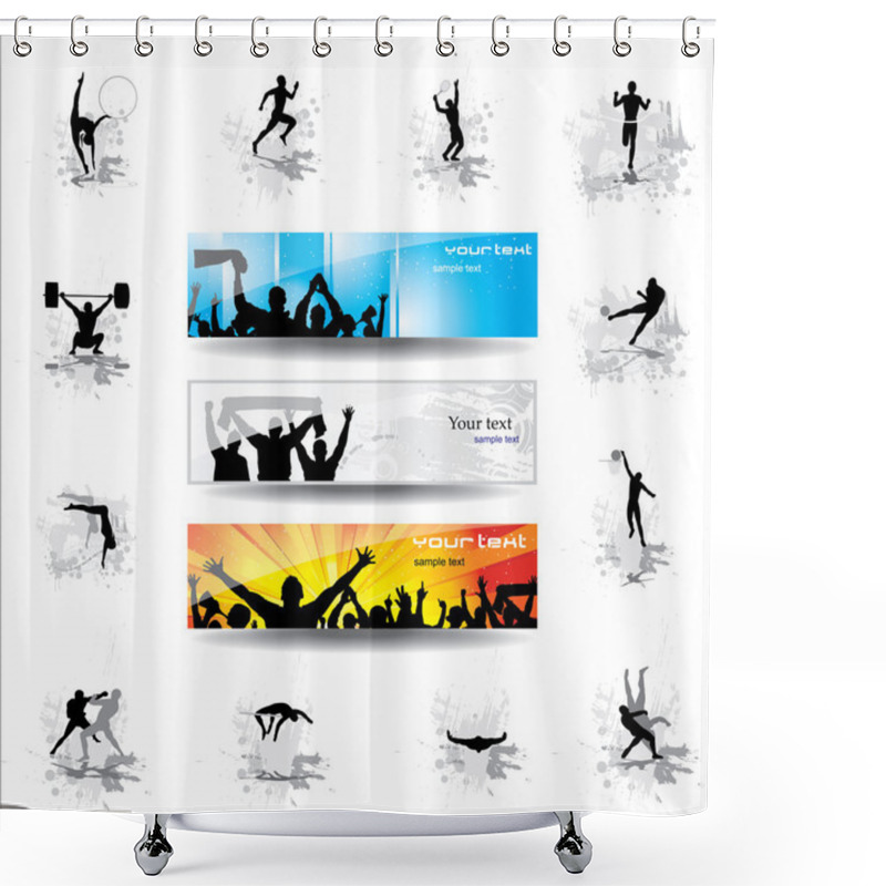 Personality  Set. Icons For Sports Championships Shower Curtains