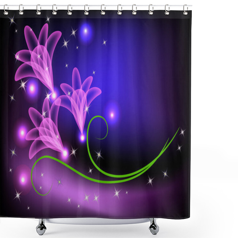 Personality  Transparent Flowers And Stars Shower Curtains