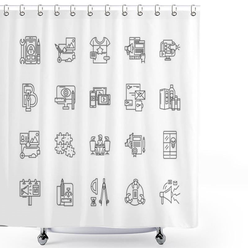 Personality  Agile Development Line Icons, Signs, Vector Set, Outline Illustration Concept  Shower Curtains