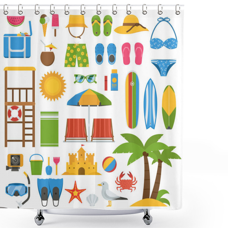 Personality  Summer Beach Item Set Shower Curtains