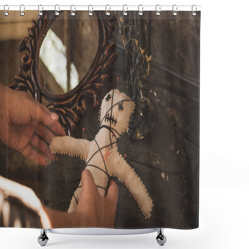 Personality  Voodoo Magic. Witchcraft With A Doll. Concept Of Magic. Shower Curtains