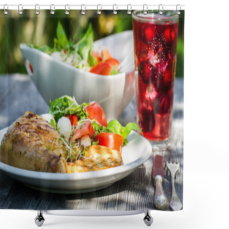 Personality  Freshly Served Dinner In The Summer Garden Shower Curtains