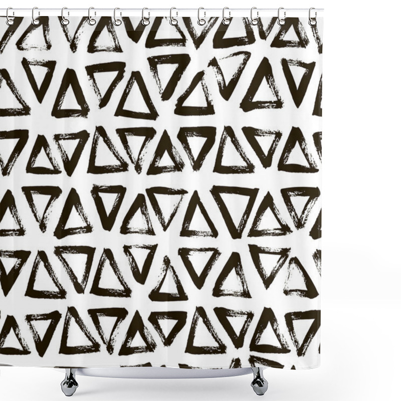 Personality  Seamless Pattern With Hand Drawn Triangles.  Shower Curtains