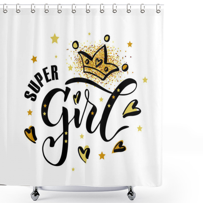 Personality  Super Girl Text Banner Template Shower Curtains