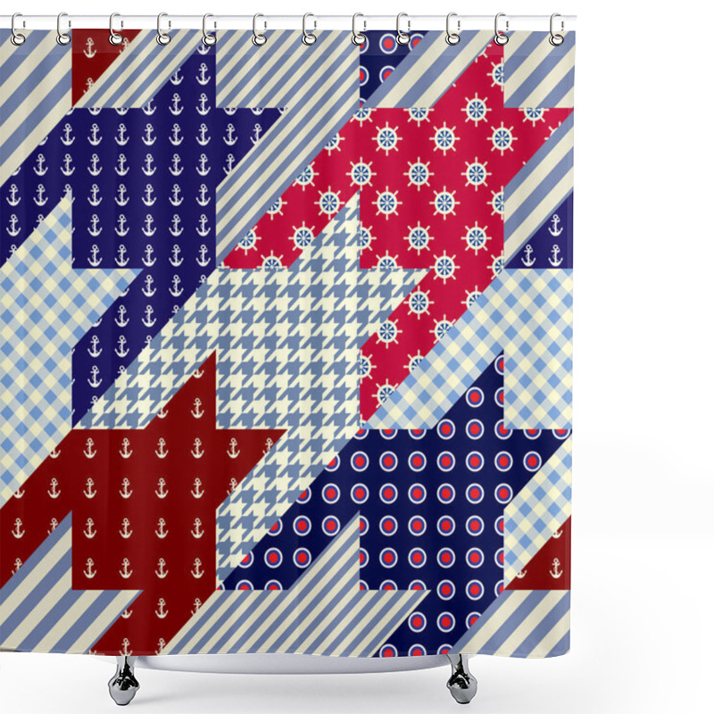 Personality  Geometrical Patchwork Pattern Shower Curtains