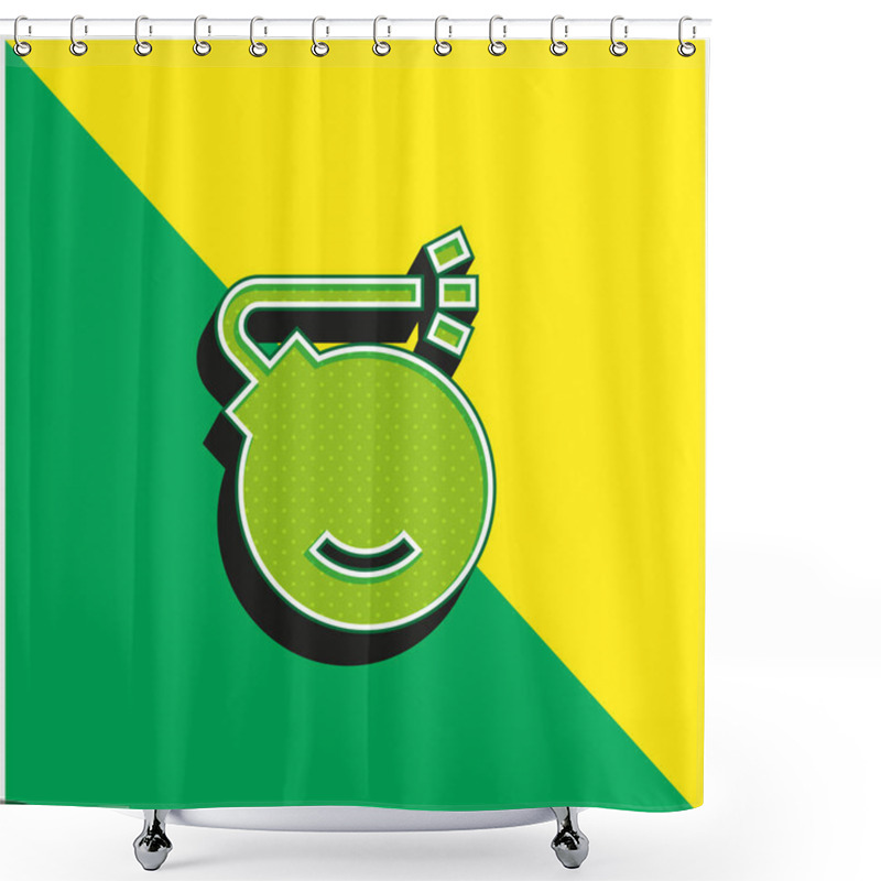 Personality  Bomb Green And Yellow Modern 3d Vector Icon Logo Shower Curtains