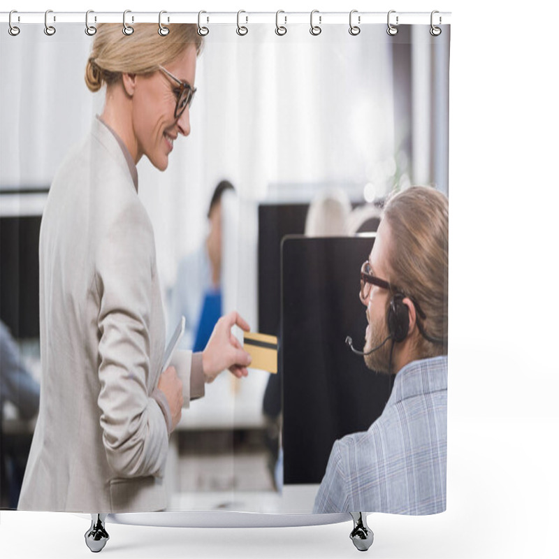 Personality  Business Colleagues With Credit Card Shower Curtains