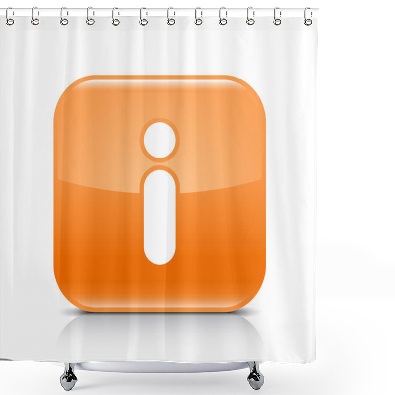 Personality  Orange Glossy Web Button With Information Sign. Rounded Square Shape Icon With Shadow And Reflection On White Background. This Vector Illustration Created And Saved In 8 Eps Shower Curtains