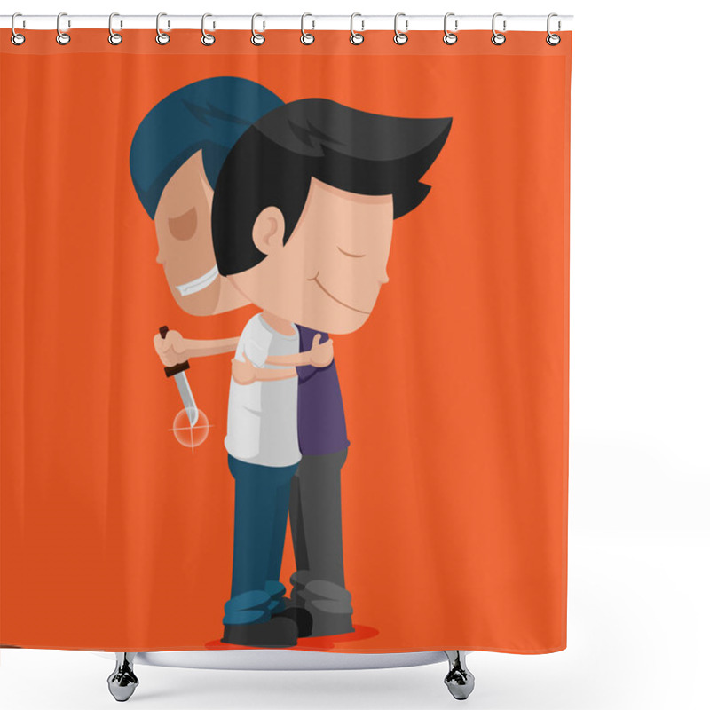 Personality  Man Friend Stab Hug Betray Vector Shower Curtains