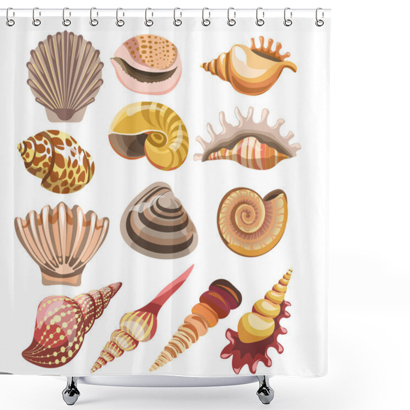 Personality  Seashells Icons Set Shower Curtains