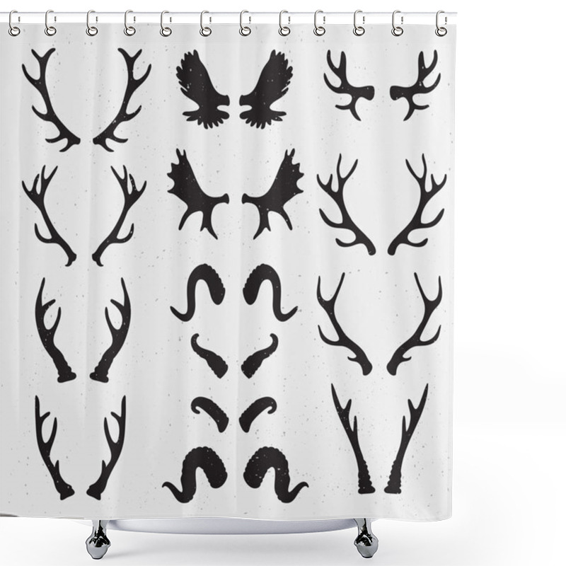 Personality  Horns Set Silhouette  Shower Curtains