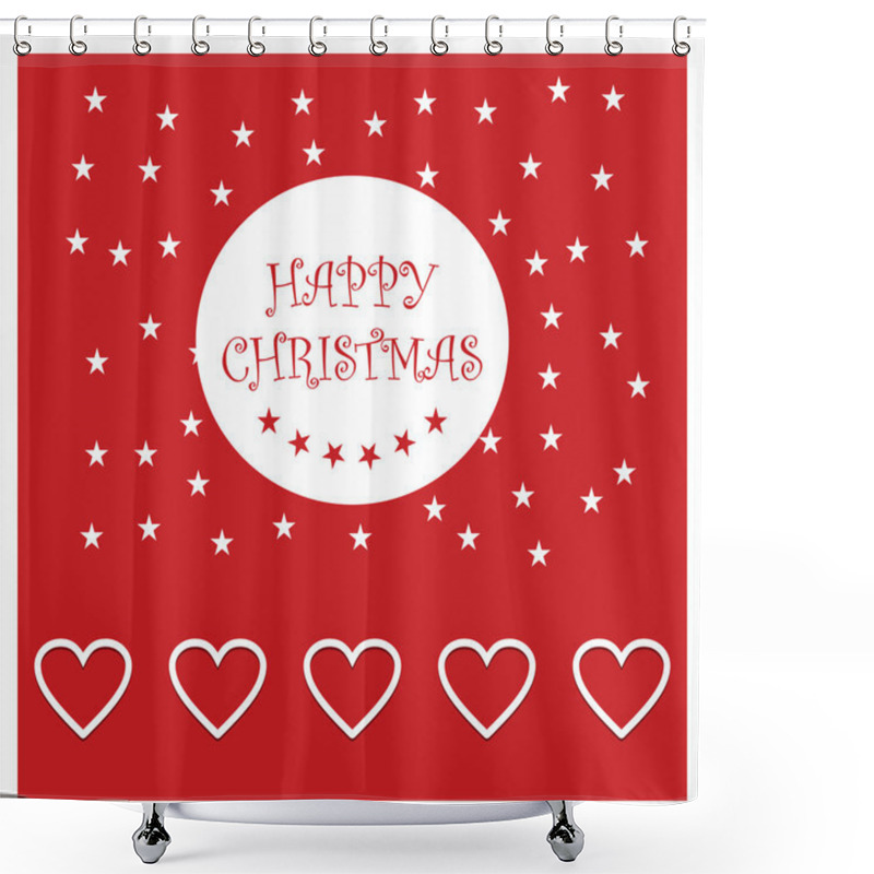 Personality  Christmas Card With Hearts Shower Curtains