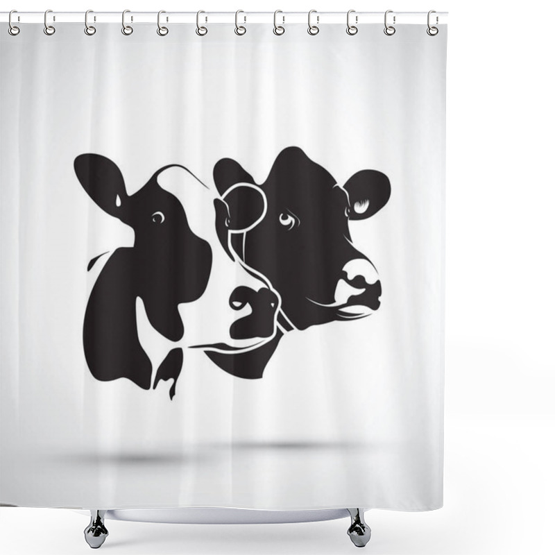 Personality  Set Of Two Abstract Cow Heads Shower Curtains