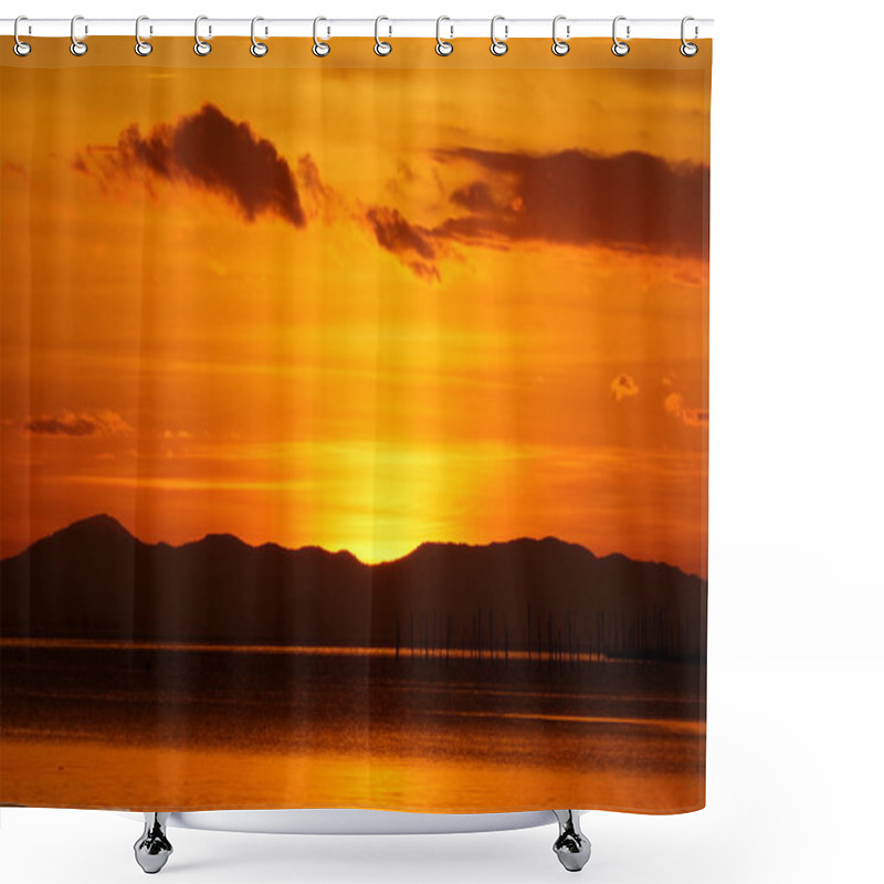 Personality  Appreciated The Sunset On The Lake, Southern Thailand. Shower Curtains